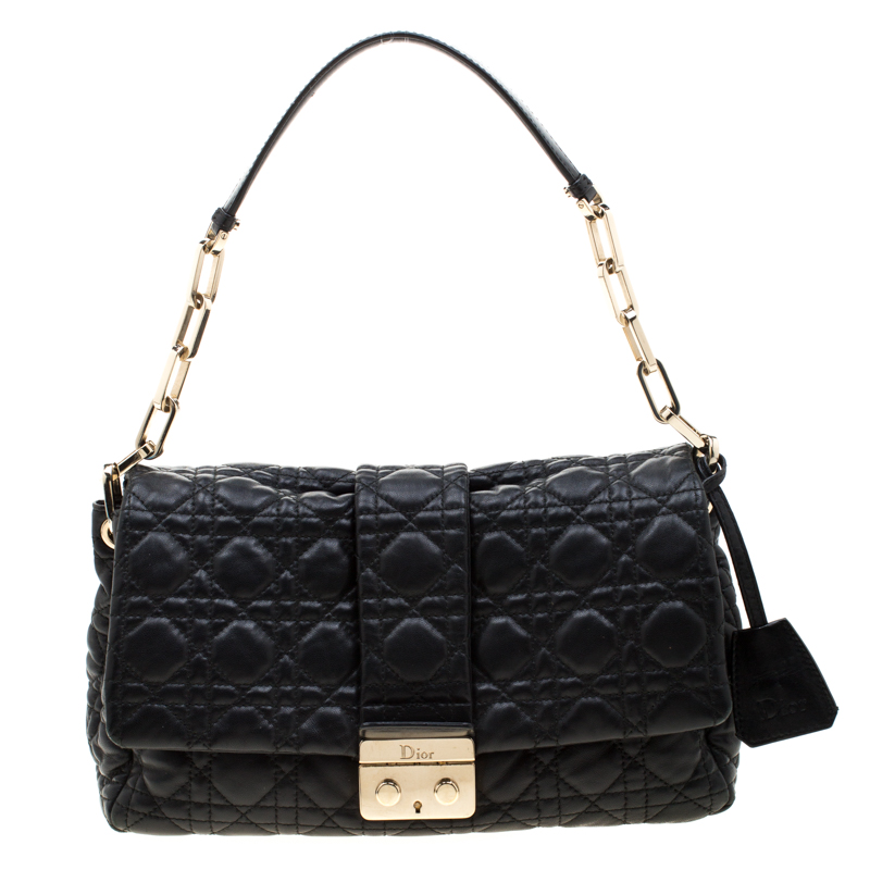 Dior Black Cannage Leather New Lock Flap Bag Dior | The Luxury Closet