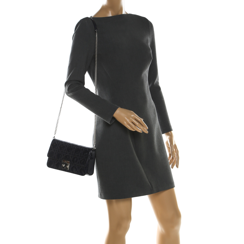 

Dior Midnight Blue Cannage Patent Leather Miss Dior Promenade Pouch