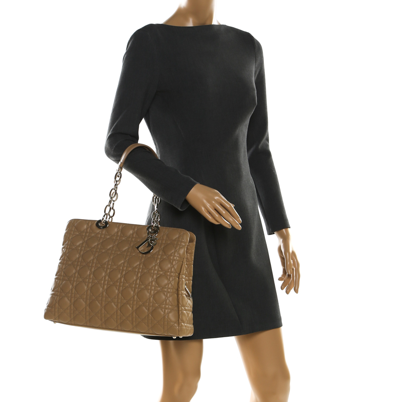 

Dior Beige Cannage Quilted Soft Leather Large Shopper Tote