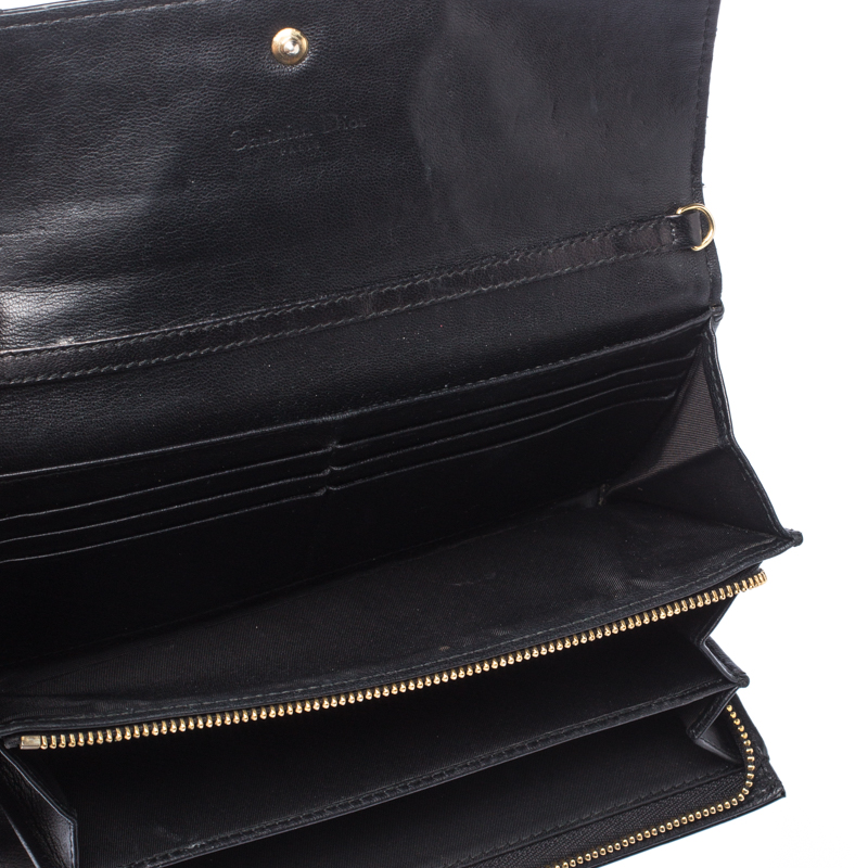 

Dior Black Cannage Patent Leather Lady Dior Wallet on Chain