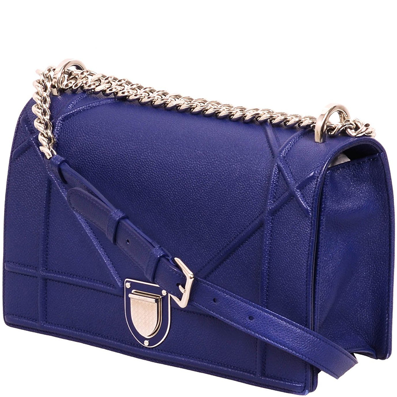 

Dior Blue Grained Calfskin Leather Large Diorama Bag
