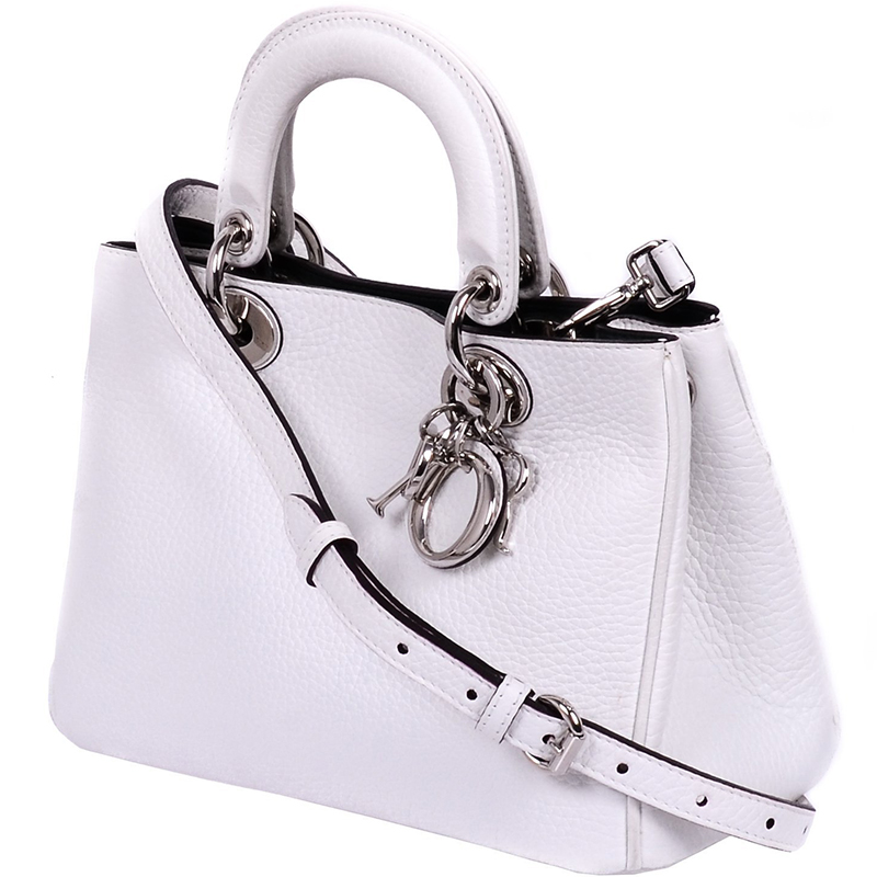 

Dior White Leather Mini Diorissimo Tote