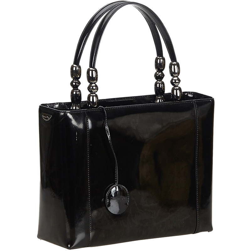 

Dior Black Malice Patent Leather Top Handle Bag