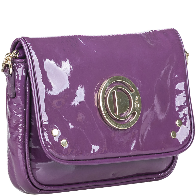 

Dior Purple Patent Leather Chain Shoulder Bag
