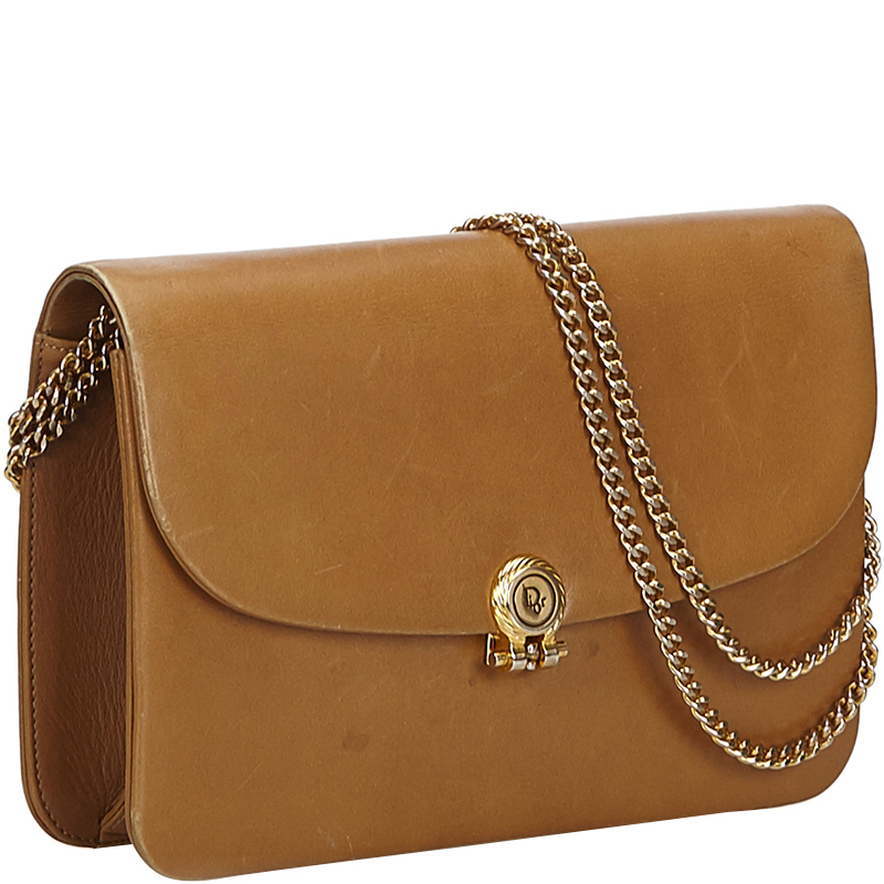 

Dior Brown Leather Chain Crossbody Bag