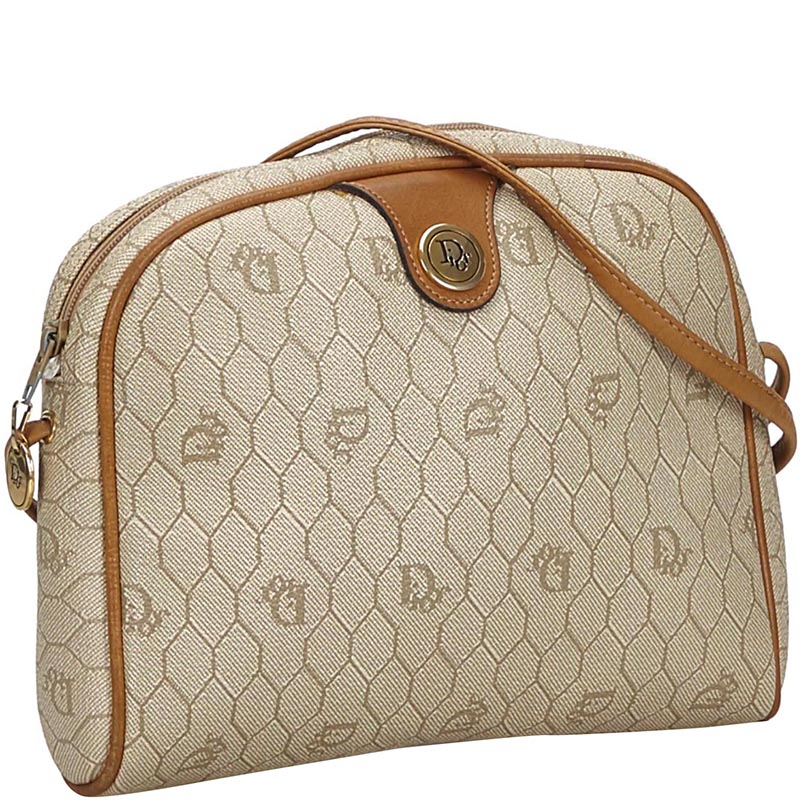 

Dior Brown Honeycomb Coated Canvas Crossbody Bag, Beige