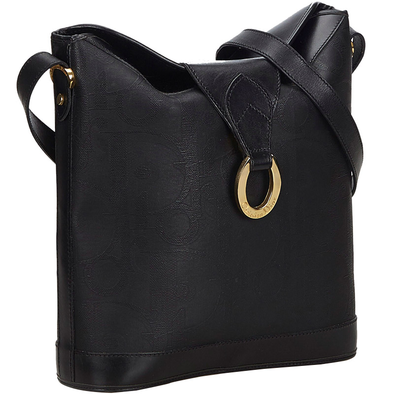 

Dior Black Coated Canvas Oblique Crossbody Bag