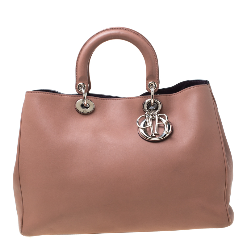 Pre Owned حقيبة يد ديور شوبر ديوريسيمو جلد وردي كبيرة