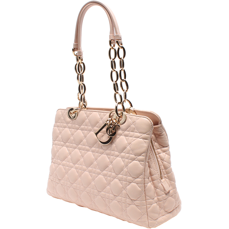 Dior Pink Cannage Quilted Leather Shoulder Bag