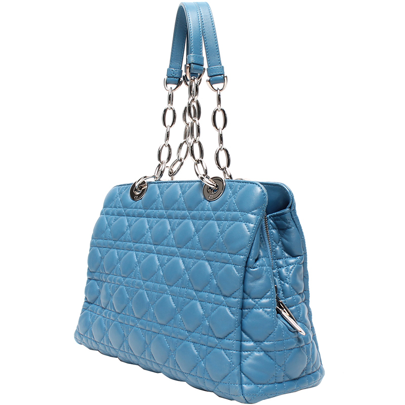 

Dior Blue Cannage Quilted Lambskin Leather Shoulder Bag