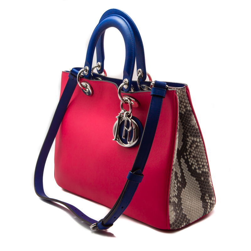 

Dior Pink Tricolour Pyhon Diorissimo Medium Top Handle Bag