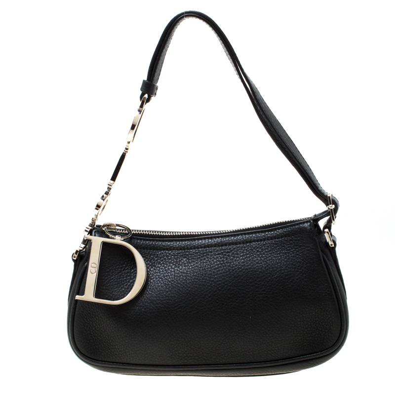 Dior Black Leather D Charms Pochette