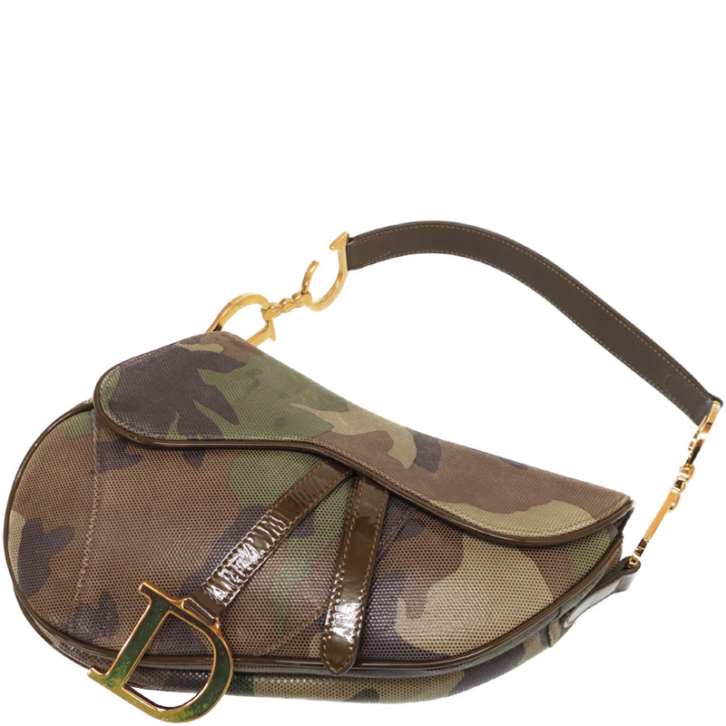 

Dior Brown Camouflage Patent Leather Saddle Bag