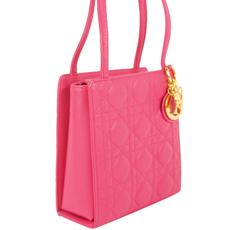 

Dior Pink Quilted Cannage Lambskin Leather Lady Dior Bag
