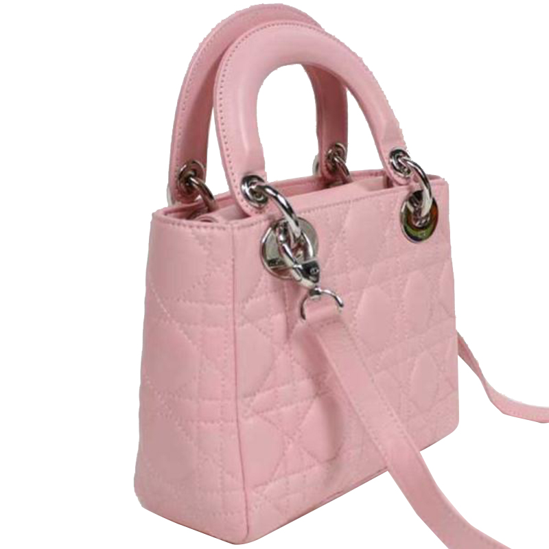

Dior Light Pink Cannage Quilted Calfskin Leather Lady Dior Bag