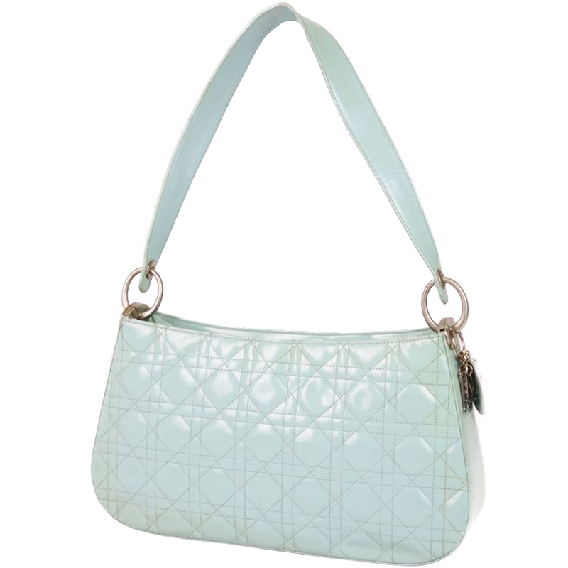 

Dior Light Blue Cannage Patent Leather Shoulder Bag