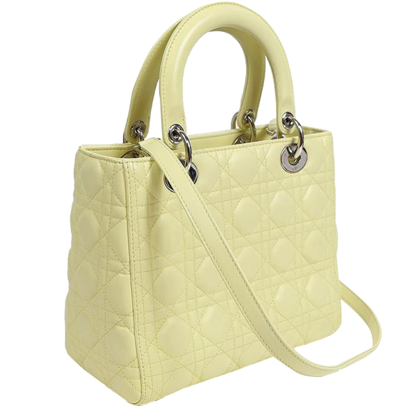 

Dior Yellow Cannage Quilted Leather Lady Dior Bag