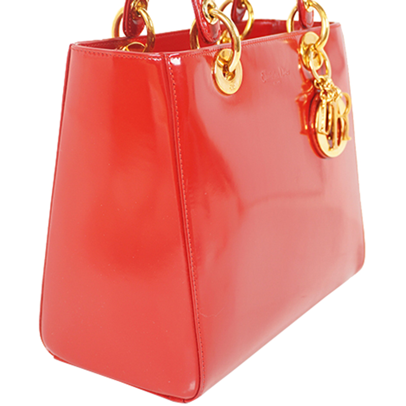 

Dior Red Leather Lady Dior Shoulder Bag