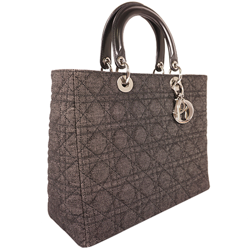 

Dior Black Denim Medium Lady Dior Bag
