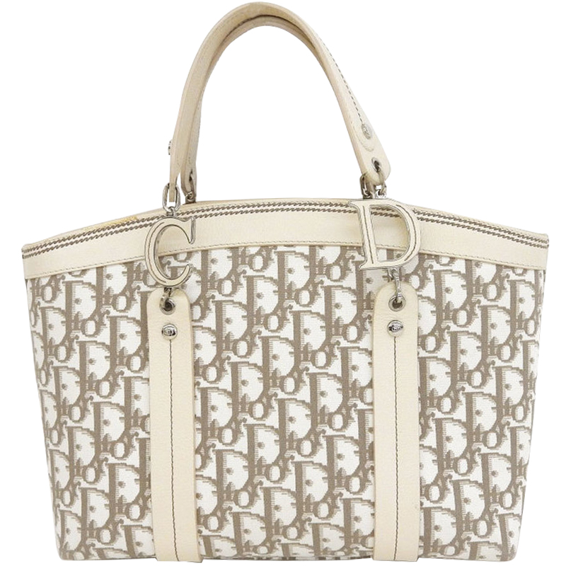 

Dior Off White Floral Pattern Trotter Canvas Tote Bag