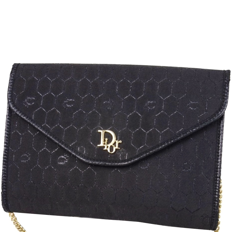 

Dior Black Honeycomb Canvas Flap Shoulder Bag