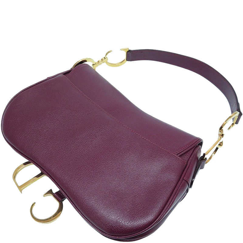 

Dior Wine Leather Saddle Bag, Purple