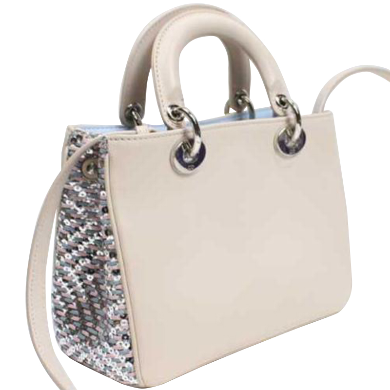 

Dior Pink/Blue Leather Small Dior Shoulder Bag, Beige