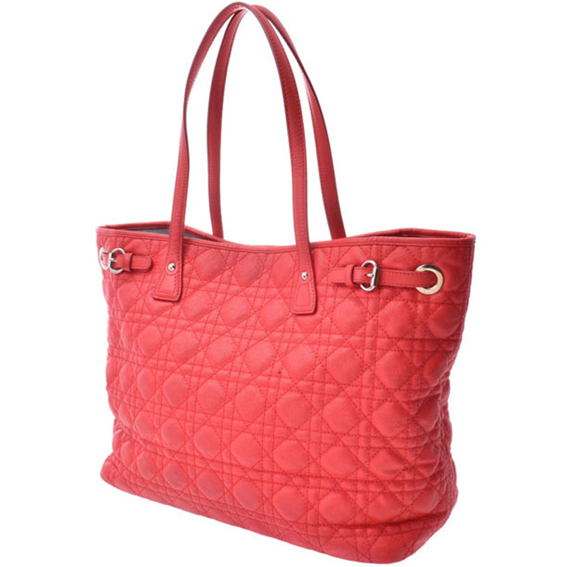

Dior Red Coated Canvas Medium Panarea Shopper Tote Bag