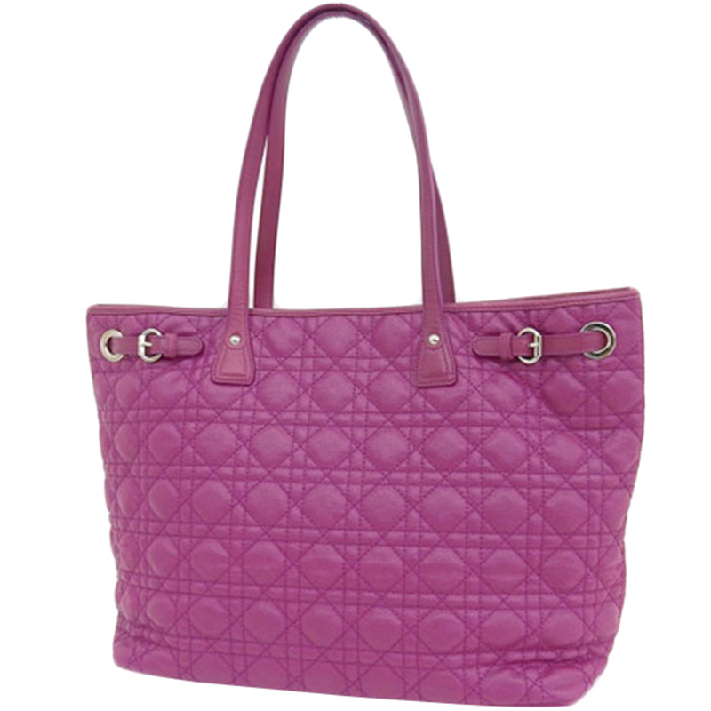 

Dior Purple Cannage Quilted Coated Canvas Tote Bag
