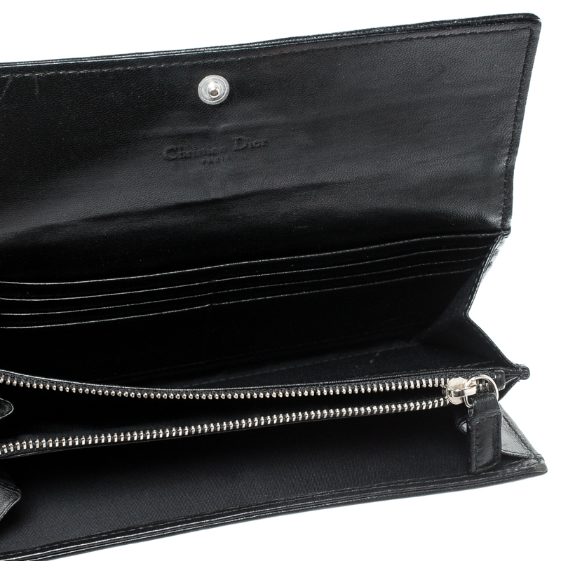 

Dior Black Quillted Leather Lady Dior Continental Wallet
