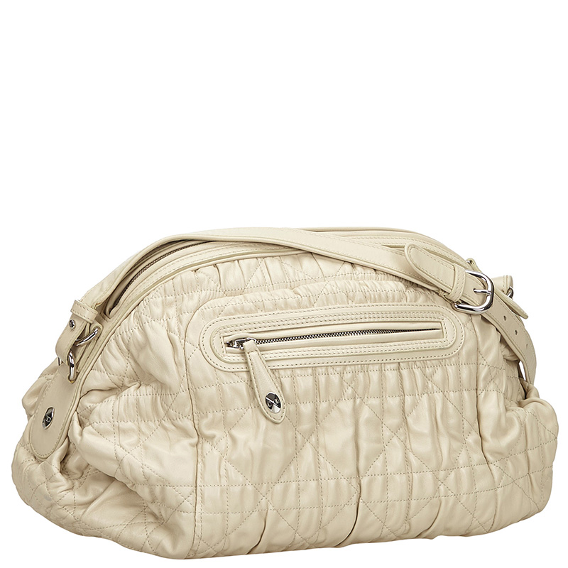 

Dior White Cannage Leather Crossbody Bag