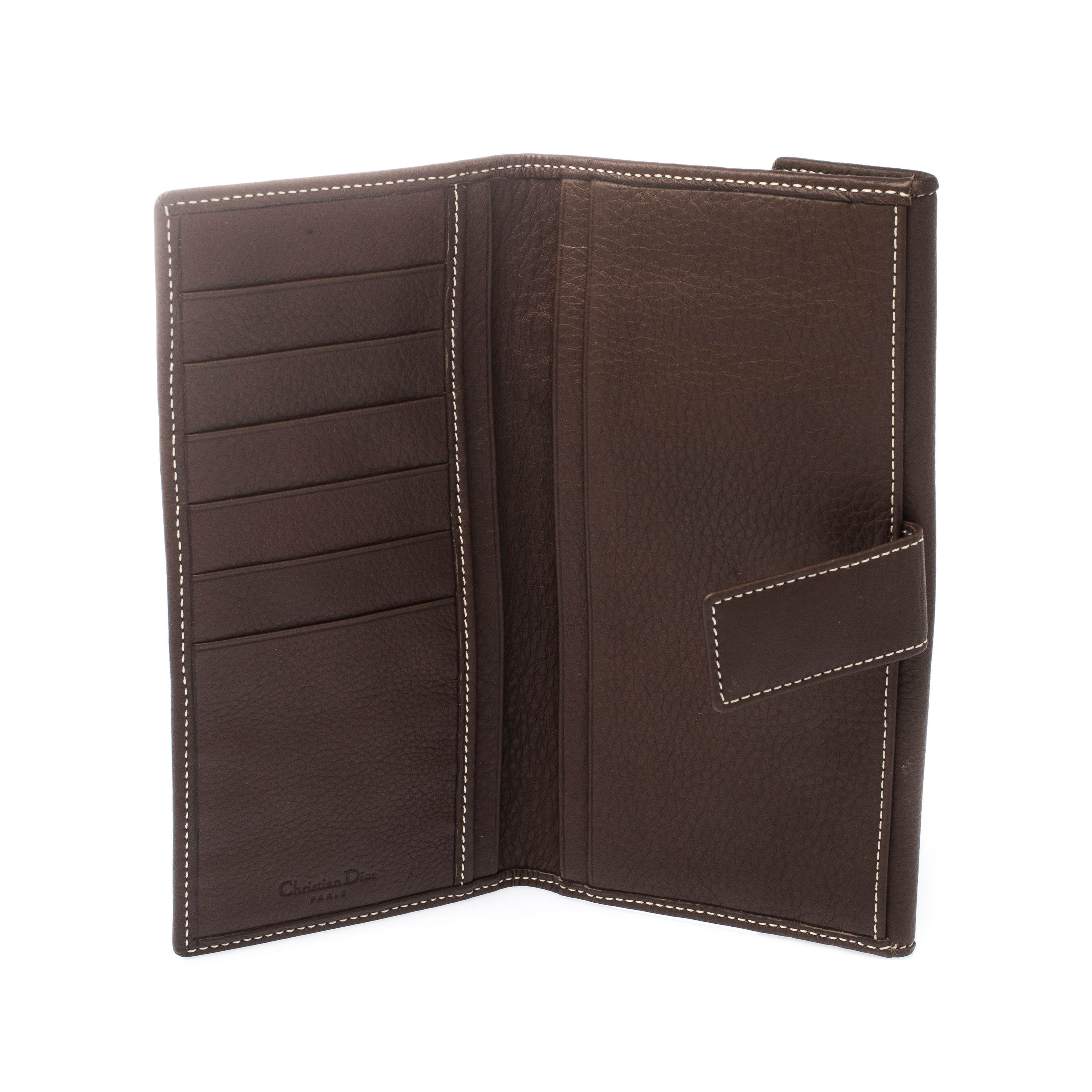 

Dior Brown Leather Long Flap Wallet