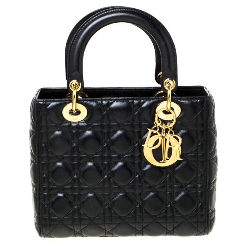 Dior Black Cannage Quilted Leather Medium Lady Dior Tote Dior | TLC