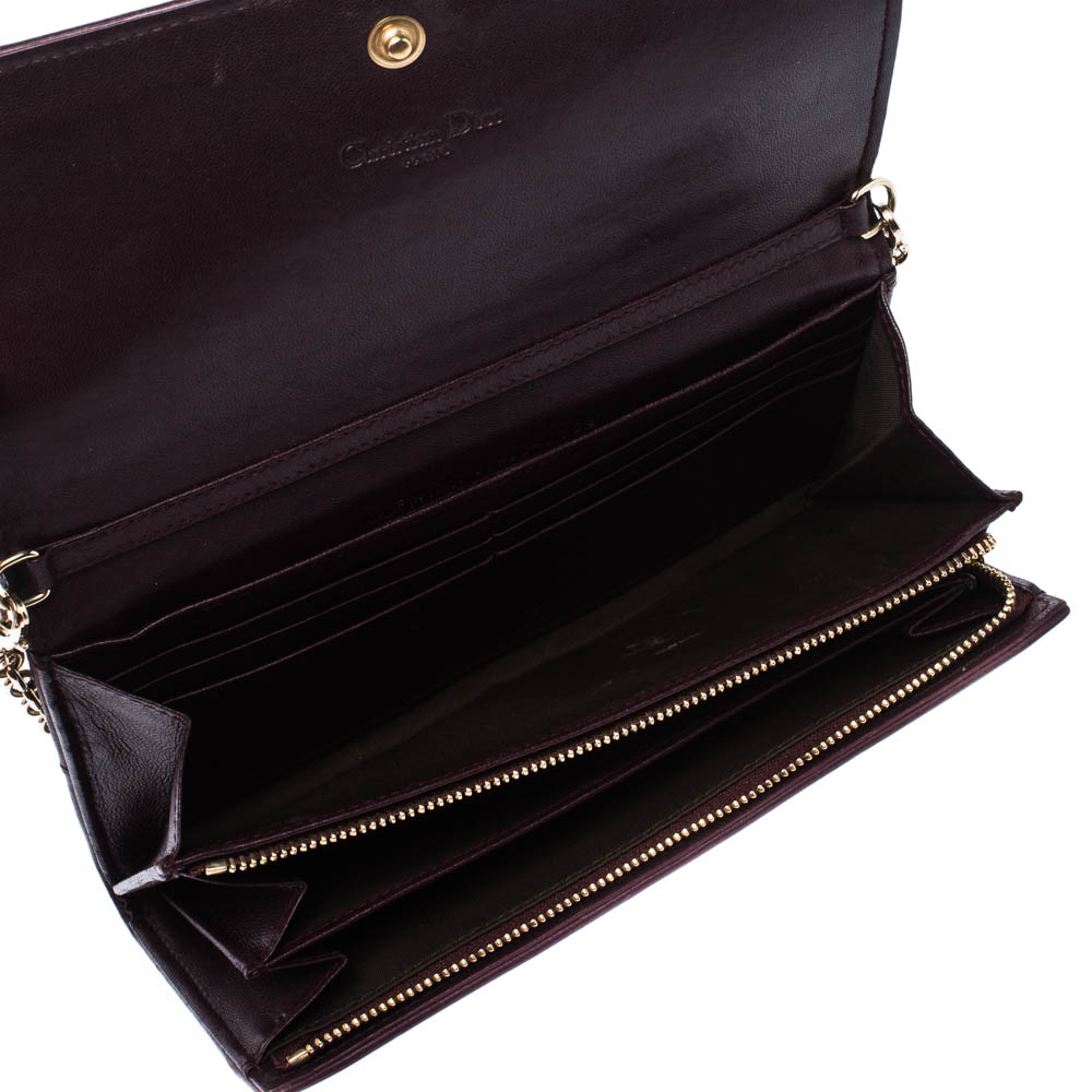 

Dior Burgundy Leather Lady Dior Wallet on Chain