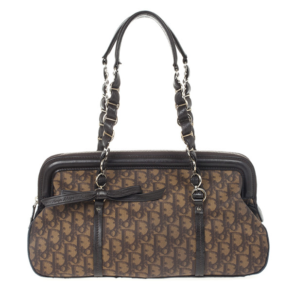 Pre Owned Christian Dior Trotter Romantique Boston Satchel Handbag