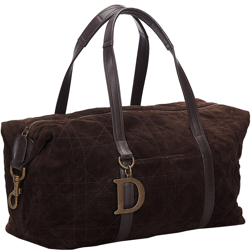 

Dior Brown Cannage Suede Boston Bag