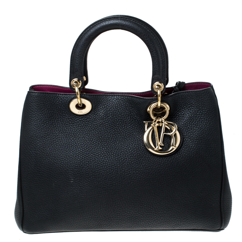 مملوكة مسبقًا حقيبة شوبر ديور ديوريسيمو جلد أسود متوسطة