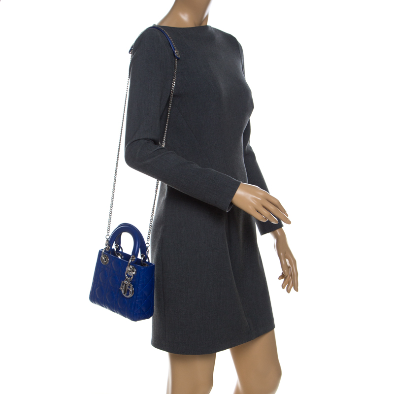 

Dior Blue Leather Mini Lady Dior Tote