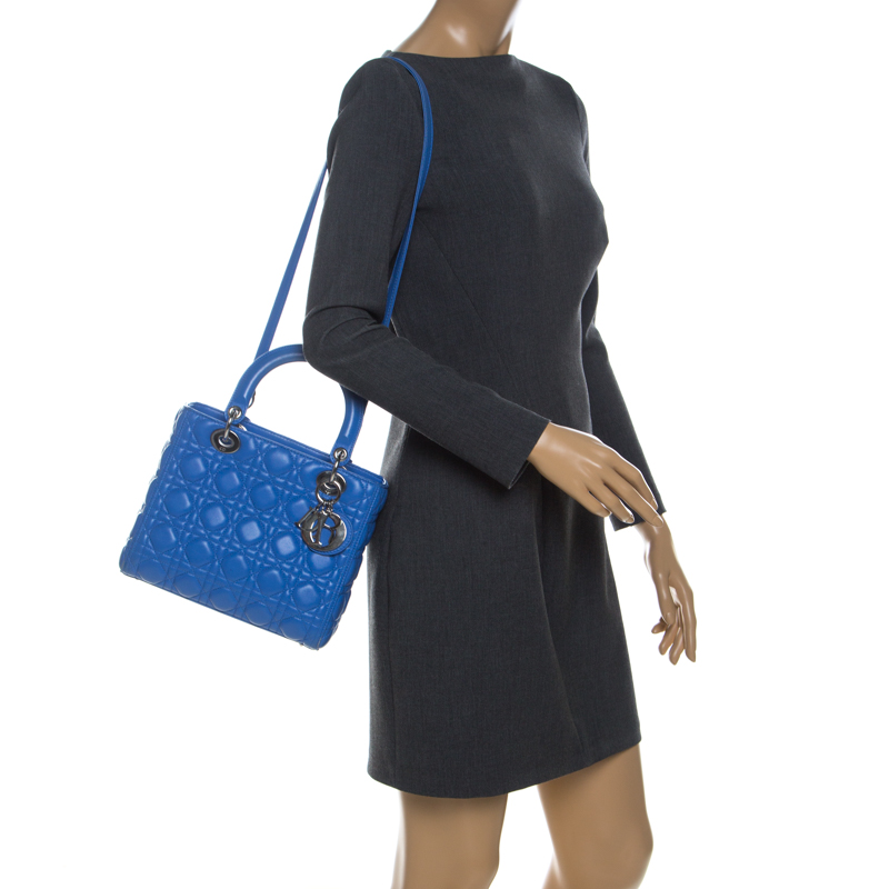 

Dior Blue Leather  Lady Dior Tote