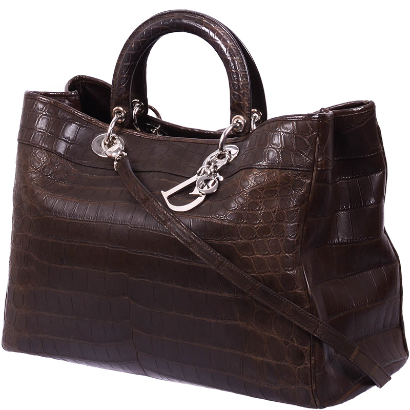 

Dior Brown Matte Crocodile Diorissimo Bag