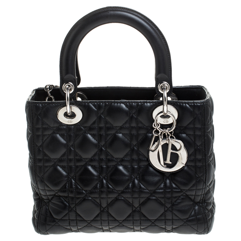 Dior Black Leather Medium Lady Dior Tote Dior | TLC