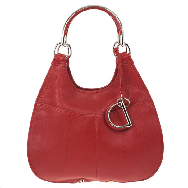 Christian Dior Red Leather Medium 61 Tote