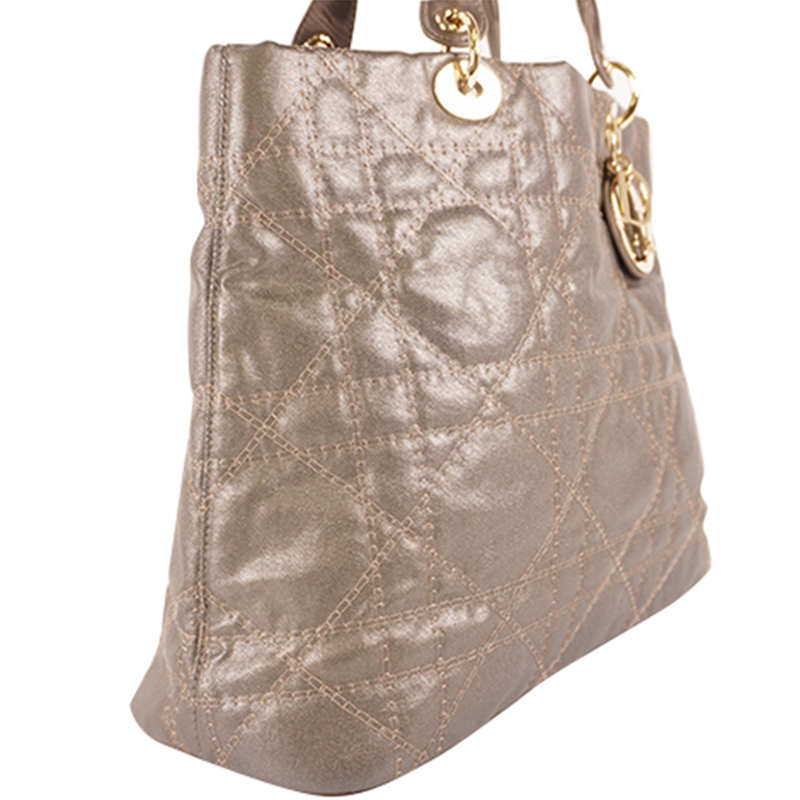 

Dior Gray Coated Canvas Cannage Stitch Tote Bag, Grey