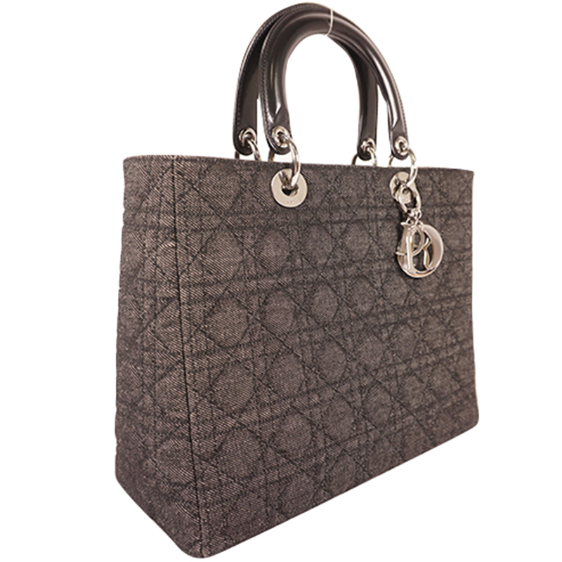 

Dior Black Denim Leather Lady Dior Shoulder Bag