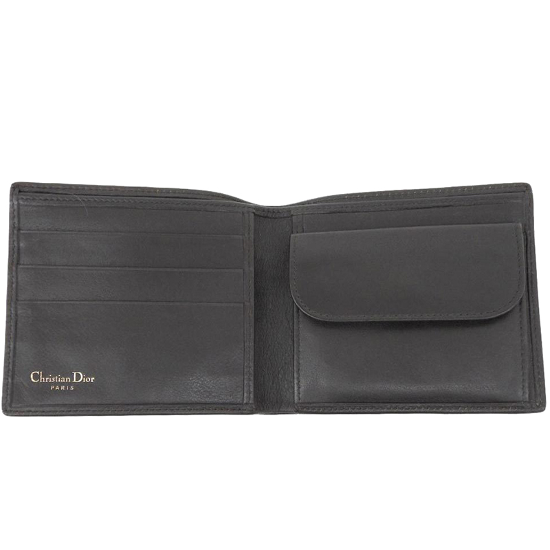 

Dior Brown Leather CD logo Embossed Two-Folded Wallet