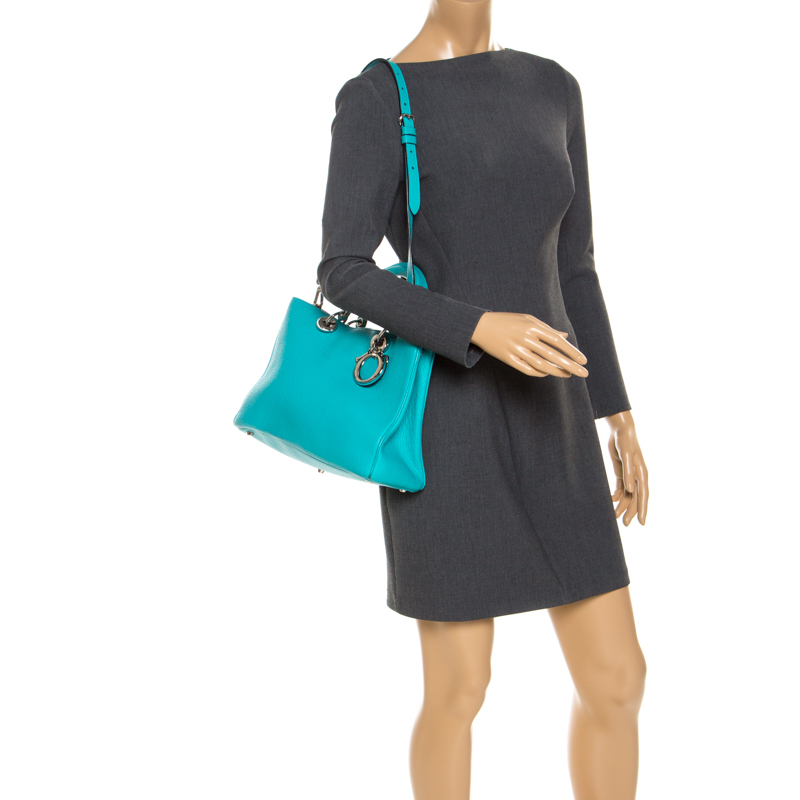 

Dior Neon Blue Leather  Diorissimo Shopper Tote