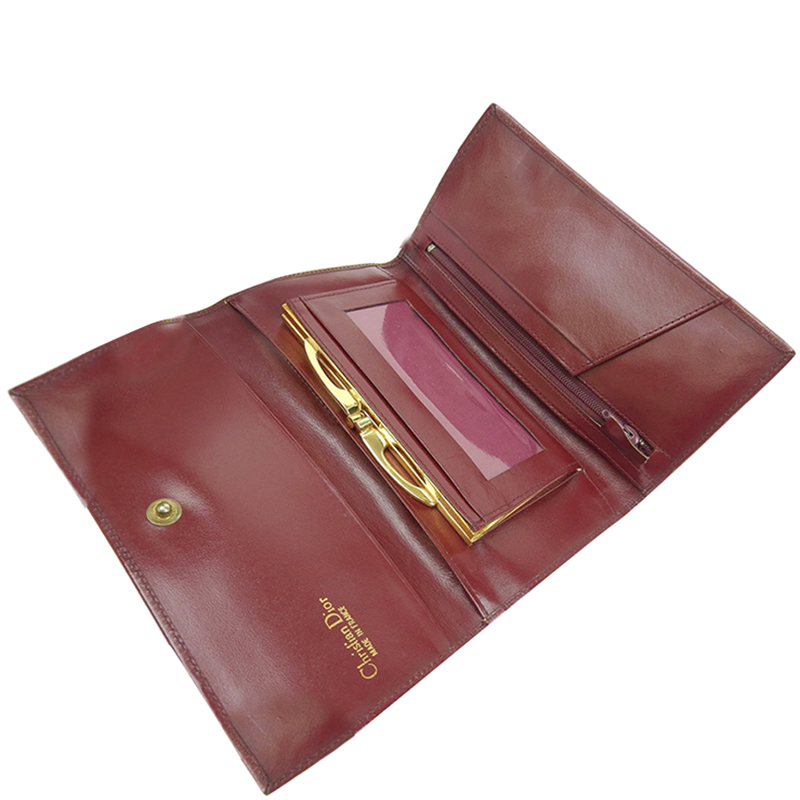 

Dior Bordeaux Leather Logo Tri-Fold Wallet, Burgundy