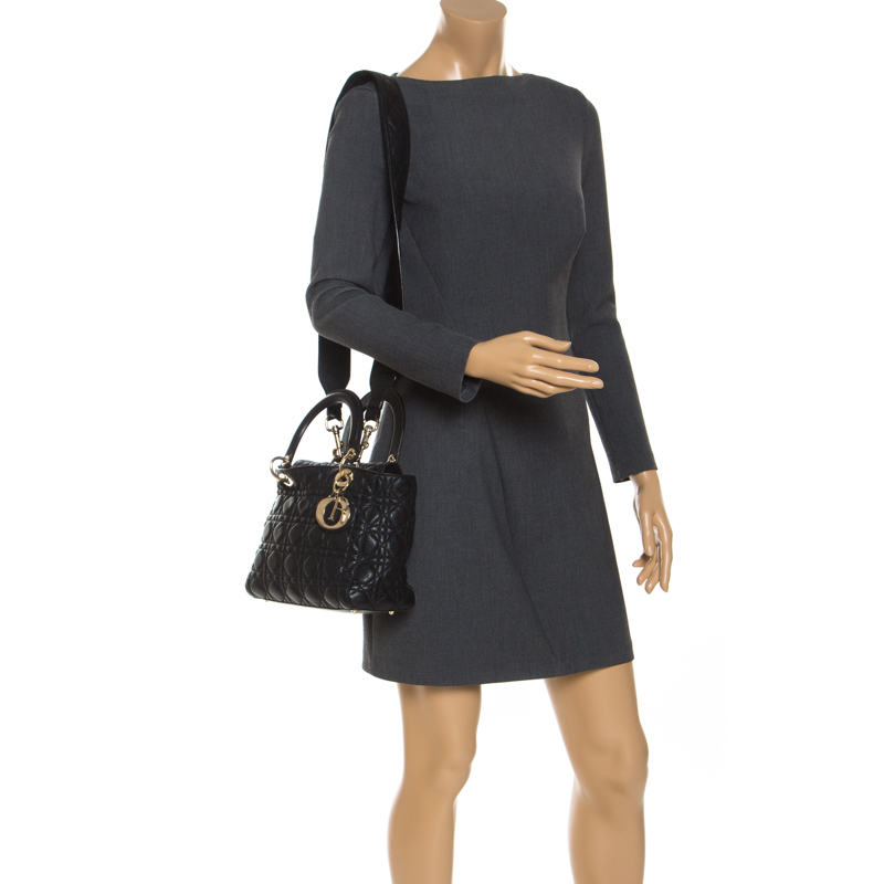 

Dior Black Soft Leather  Lady Dior Tote