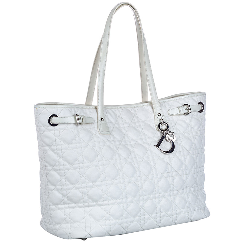 

Dior White Cannage Leather Panarea Tote