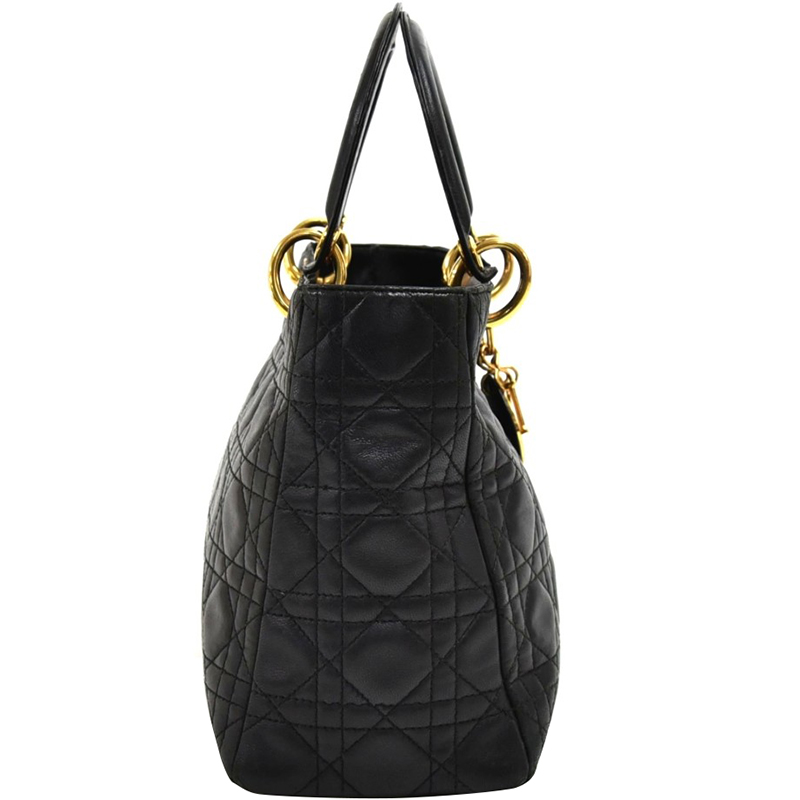 

Dior Black Quilted Cannage Leather Medium Lady Dior Tote Bag